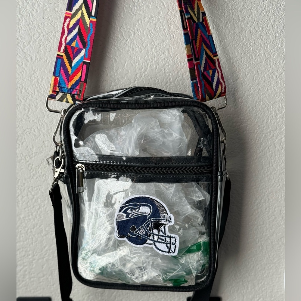 NFL Clear Carryall Crossbody Seattle SeaHawks Game Day Purse w/adjustable strap